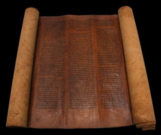 Ancient Vellum Torah Bible Manuscript Leviticus Scroll Judaica 250 Yrs Yemen