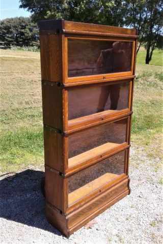 Antique Globe Wernicke Tiger Oak 4 Stack Barrister Bookcase 1915s Era 3