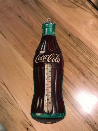 Vintage Coca Cola Bottle Thermometer Sign Robertson Made In Usa