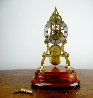Antique English Victorian Gothic Chain Fusee Skeleton Clock Brass 8 Day Movement