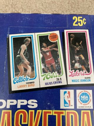 1980 - 81 Topps Basketball Empty Wax Box Bird/Erving/Johnson 3