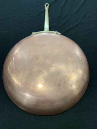 Vintage Copper Sautee Frying Pan Brass Handle Made In Italy