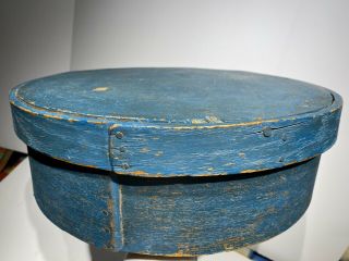 Early Antique 1800’s Large Blue Pantry 15” Diameter Fabulous Box