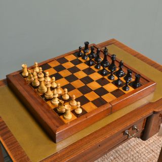 Antique Victorian Chess & Backgammon Board Set
