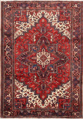 One - Of - A - Kind Vintage Geometric 7x10 Oriental Hand - Knotted Area Rug