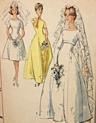 Vintage Simplicity 5496 1950’s Wedding Bride Formal Dress Dior Hepburn Sz 14