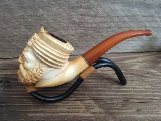 Vintage Meerschaum Smoking Pipe With Stand Made In Turkey Authentic 3