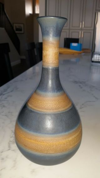 Vintage Japanese Studio Pottery Bottle Vase Signed 9 1/2 " Tall 4 1/2 " Dia.  Lrt