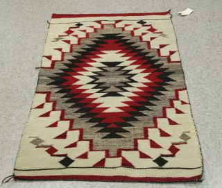 Antique Navajo Crystal Rug With Serrated Diamond 45 " X 26 " C.  1920s