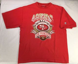 Vintage 1992 San Francisco 49ers Red T - Shirt Xl By Logo 7 Single Stitch