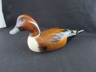Vintage Hand Carved Wooden Duck Decoy Wood Glass Eyes Size 11 " Across