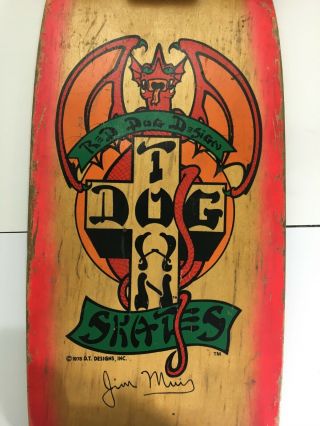 Vintage Dogtown Skateboard 1978 Jim Muir Red Dog Design With Kriptonics