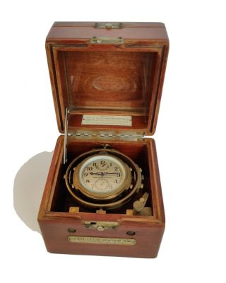 Vintage Hamilton Chronometer Watch Model 22 Two Tier Wood Case Wwii Era