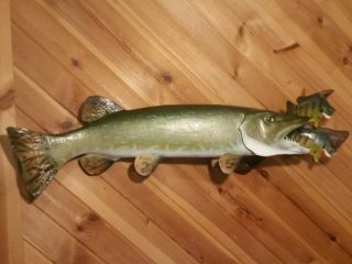 Northern Pike Wood Carving Taxidermy Fish Vintage Fish Decoy Casey Edwards