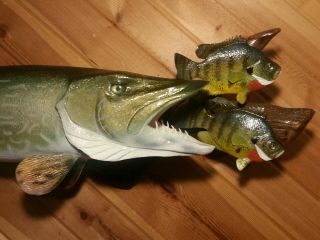 Northern Pike Wood Carving Taxidermy Fish Vintage Fish Decoy Casey Edwards 3