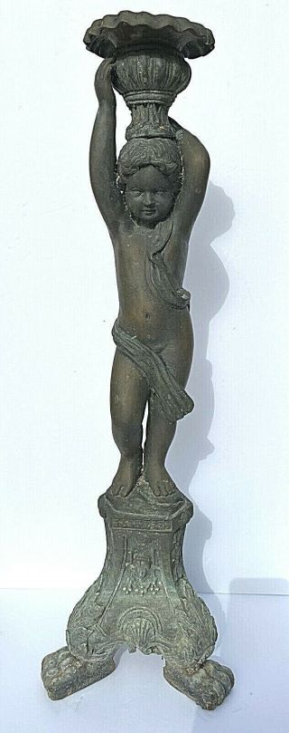 Vtg.  Fine Antique 19th C.  Bronze French?cherub Putti Garden Fountain Head Statue