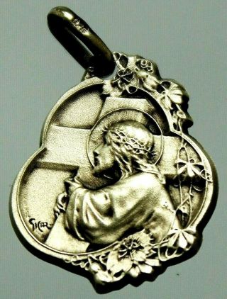 Vintage Sterling Silver Art Nouveau Pendant The Passion Of Christ By Gicar