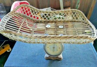 Vintage Baby Scale With Wicker Basket