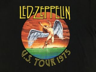 Rare Vintage Led Zeppelin 1975 U.  S.  Tour Black T - Shirt Men Size Xl Classic Rock
