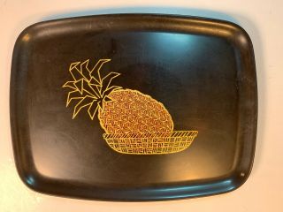 Couroc Tiki Tray Pineapple Basket Serving Tray Aloha Vintage 1960s 12 1/2 9 1/2