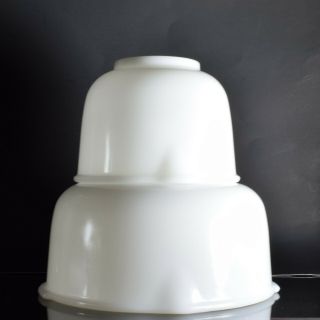 2 Vintage Glasbake Sunbeam Nesting Mixing Bowls White Milkglass Made In Usa