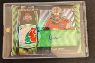 2020 Obsidian Football Fotl Chase Young Green Rookie Patch Auto /15 Rpa Droy?