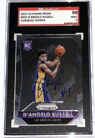 D’angelo Russell Signed 2015 - 16 Panini Prizm 322 Lakers Auto Rookie Card Sgc 96