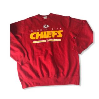 Vtg 90s Kansas City Chiefs Logo Pullover Sweatshirt Nfl Adult Sz L