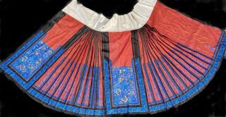 A Large Very Rare 19th Century Chinese Embroidered Silk Skirt