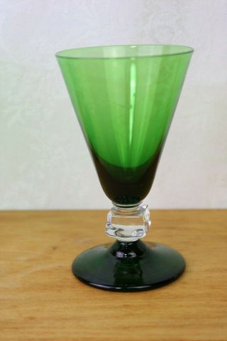 Vintage Bryce Wilmington Green Cube Stem Claret Wine Glass Rare 4 7/8 "