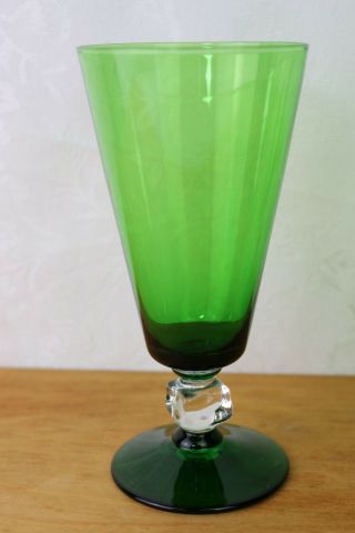 Vintage Bryce Wilmington Green Cube Stem Iced Tea Goblet Rare 6 3/4 "