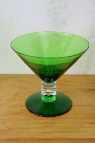 Vintage Bryce Wilmington Green Cube Stem Champagne Glass Rare 4 "