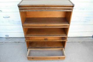 Antique Quarter Oak Globe Wernicke 3 Stack Lawyer Barrister Bookcase With Drawer 2