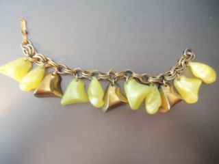 Vintage Moon Glow Lucite Yellow And Gold Chunky Nugget Bracelet