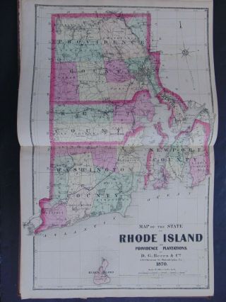 C.  1870 Beers Atlas Of The State Of Rhode Island And Providence Plantations