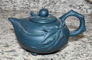 Vintage Chinese Blue Clay One Cup Teapot