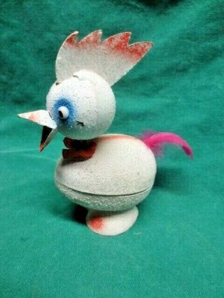 Vtg Paper Mache Nodder Rooster Candy Container Germany? Glass Eyes Easter