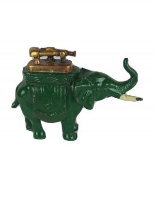 1930’s Antique Metal Elephant Lift Arm Table Cigarette Lighter 4 3/4” X 3 1/5”