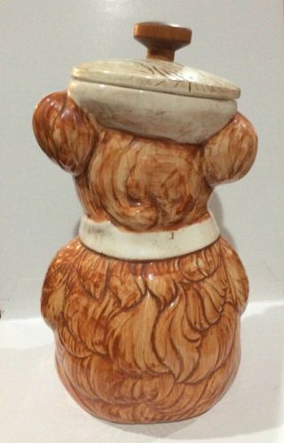 Vintage Treasure Craft Teddy Bear Ceramic Cookie Jar Wood Knob Canister. 2