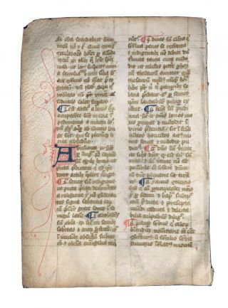 Rare,  Medieval Illuminated Manuscript Leaf On Vellum,  14th Century,  C.  1300 - 1399