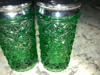 Rare Vintage Emerald Green Glass Salt & Pepper Shakers