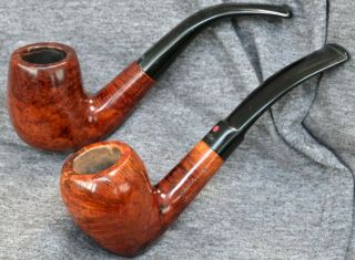 Two Dr.  Plumb Briar Pipes,  A 1/2 Bent Billiard And A 1/3 Bent Pickaxe