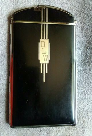Vintage Ronson Lighter & Cigarette Case Combo.  Black/silver Color.