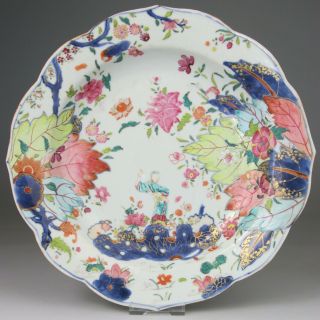 Antique Chinese Porcelain Dish Tobacco Leaf Export Qianlong Rose - Qing 18th
