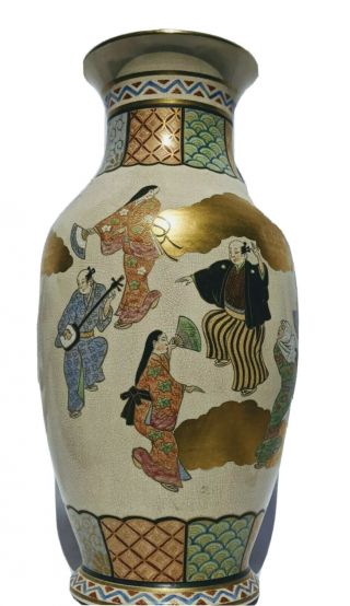 Museum Quality Large Antique Finely Detailed Japanese Satsuma Porcelain Vase 19c