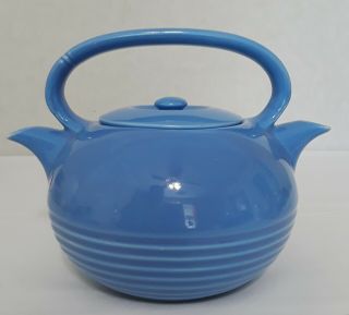 Vtg Twinspout Tea Master Hall China 1940s Carolina Blue Art Deco Style Teapot
