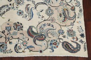 Vintage Light Color Floral Oriental Area Rug Hand - Knotted Ivory Carpet Wool 8x13