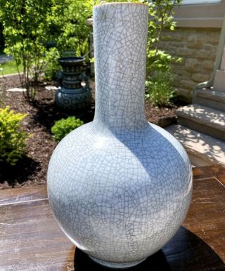 Large 18/19thc Chinese Guan White Crackle Glaze Porcelain Bottle Vase