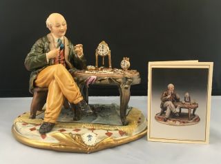 Rare Capodimonte “watchmaker Of The Past” Artist W.  Scapinello W/ Lt Edition