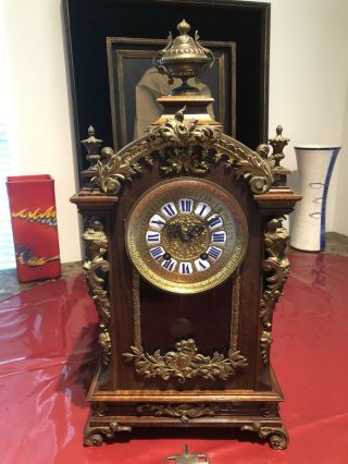 Antique German Lenzkirch 1888 Fancy Mantle Clock - Solid Brass Movement